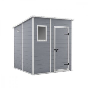 Manor Pent 6x6 műanyag kerti tároló ház szürke - fehér