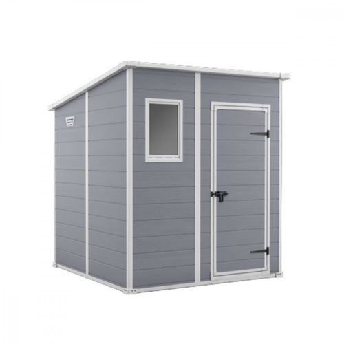 Manor Pent 6x6 műanyag kerti tároló ház szürke - fehér