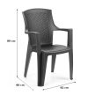Eden rattan hatású karfás műanyag kerti szék antracit szürke O282