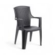 Eden rattan hatású karfás műanyag kerti szék antracit szürke O282