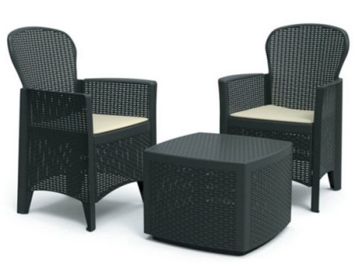 Tree rattan hatású műanyag kerti szett antracit szürke O280