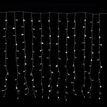   Crystalline toldható fényfüggöny 2 x 0,9 m, 192 LED, hideg fehér, átlátszó kábellel