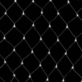   Toldható LED fényháló 2,0 x 1,0 m 96 db hideg fehér LED-del, átlátszó kábellel