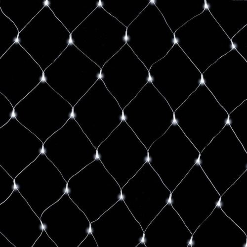 Toldható LED fényháló 2,0 x 1,0 m 96 db hideg fehér LED-del, átlátszó kábellel