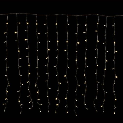 Crystalline toldható fényfüggöny 0,9 X 2,0 m,192 db meleg fehér LED-del, átlátszó kábellel