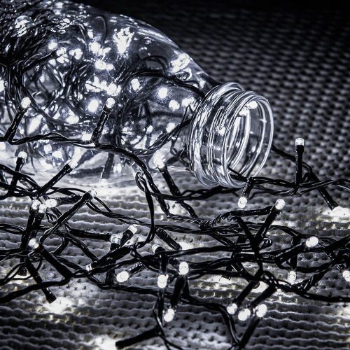 Basic 40 LED fényfüzér timer funkcióval, elemes, hideg fehér