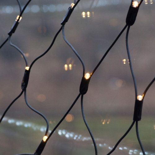 Kültéri LED fényháló, meleg fehér, 2 x 1 méter, 96 LED