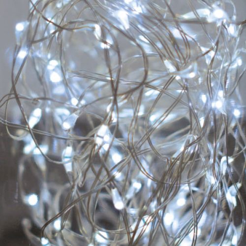 Tündérfény dekorfüzér, hideg fehér, 50 LED, 5 m, réz kábel