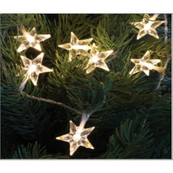 Mini csillag fényfüzér, meleg fehér színben, 10 LED