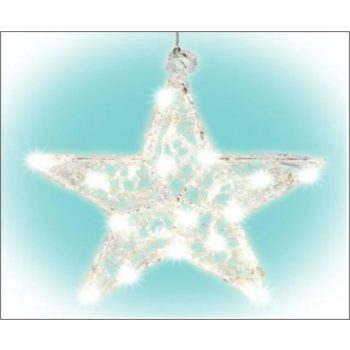 Beltéri elemes csillag ablakdísz,meleg fehér, 20 LED