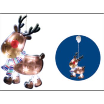 Beltéri elemes rénszarvas ablakdísz,hideg fehér, 10 LED