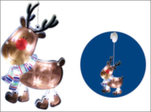 Beltéri elemes rénszarvas ablakdísz,hideg fehér, 10 LED