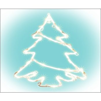   Beltéri elemes fenyőfa ablakdísz, meleg fehér színben, 35 LED