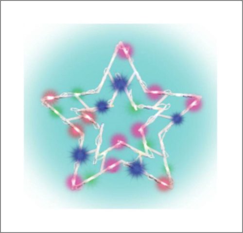 Beltéri elemes csillag ablakdísz, multi színben, 35 LED