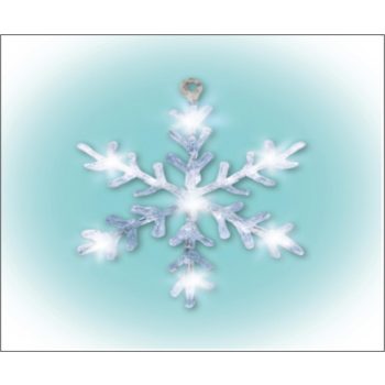   Beltéri elemes hókristály ablakdísz, hideg fehér színben, 16 LED