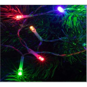 Kül és beltéri elemes fényfüzér,piros színben, 50 LED