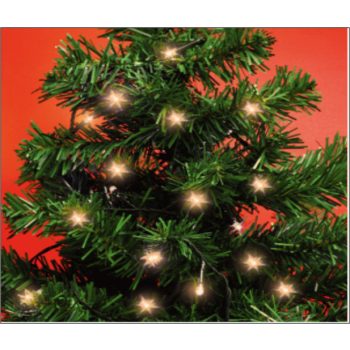   Kül és beltéri elemes fényfüzér,meleg fehér színben, 50 LED