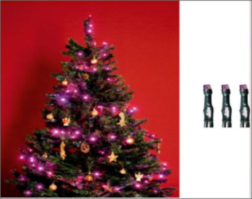 Beltéri fényfüzér, pink színben, 50 LED