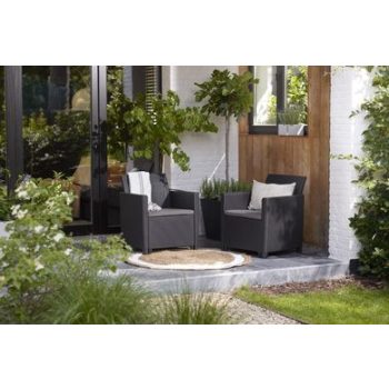   Claire Duo műanyag rattan hatású kerti fotel grafit - hűvös szürke