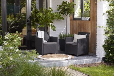 Claire Duo műanyag rattan hatású kerti fotel grafit - hűvös szürke