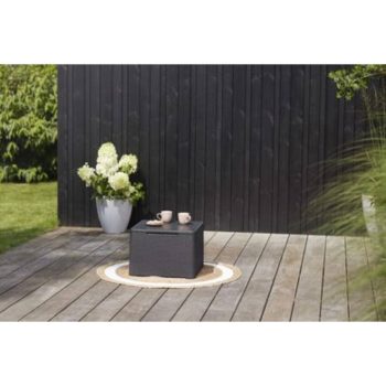   Claire műanyag rattan hatású kerti tárolós asztal grafit szürke