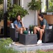 Claire műanyag rattan hatású kerti balkon szett, tárolós asztallal grafit - hűvös szürke
