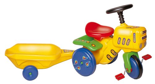 Kerti műanyag traktor utánfutóval - gyermekjármű
