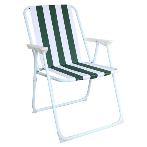 Fém vázas napozószék zöld fehér csíkos