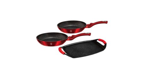 Berlinger Haus Metallic Burgundy Line 3 részes serpenyő- és grillkészlet márvány bevonattal