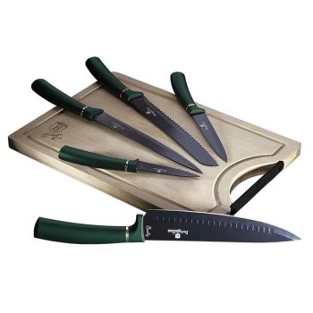   Berlinger Haus Emerald Line 6 részes késkészlet bambusz vágódeszkával