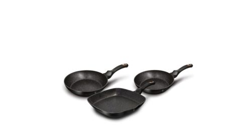 Berlinger Haus Black Rose Collection 3 részes serpenyőkészlet grill serpenyővel, márvány bevonattal