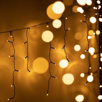   Crystalline toldható led jégcsapfüzér, 2 x 0,9 m, 138 db meleg fehér LED, fekete kábel