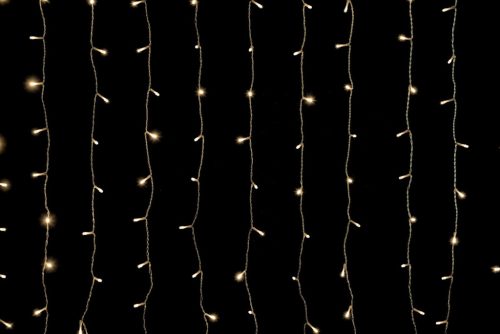 Crystalline toldható LED fényfüggöny 2,0 x 2,5 m, 500 db meleg fehér LED, átlátszó kábel