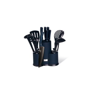   Berlinger Haus Metallic Aquamarine Line 12 részes konyhai készlet késekkel és kiszedőkkel, sötétkék