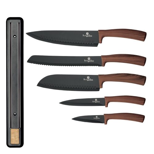 Berlinger Haus késkészlet mágneses tartó, fa, 6 részes, Forest Line- Original Brown