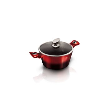   Berlinger Haus Metallic Line Black Burgundy Edition magas lábas márvány bevonattal, fedővel, 24 cm