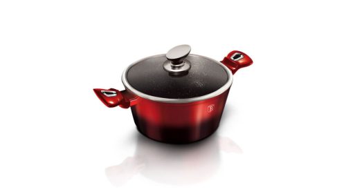 Berlinger Haus Metallic Line Black Burgundy Edition magas lábas márvány bevonattal, fedővel, 24 cm