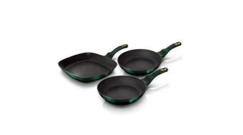 Berlinger Haus Emerald Collection 3 részes serpenyőkészlet grill serpenyővel, titán bevonattal