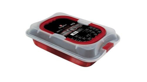 Berlinger Haus Metallic Burgundy Line szögletes tortaforma titán bevonattal, fedővel