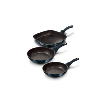   Berlinger Haus Metallic Aquamarine Line 3 részes serpenyőkészlet márvány bevonattal, sötétkék