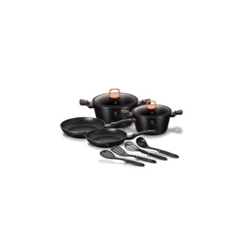   Berlinger Haus Black Rose Collection 10 részes edénykészlet márvány bevonattal, kiszedőkkel