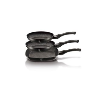   Berlinger Haus Black Silver Collection 3 részes serpenyőkészlet márvány bevonattal,matt fekete színb