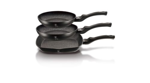 Berlinger Haus Black Silver Collection 3 részes serpenyőkészlet márvány bevonattal,matt fekete színb