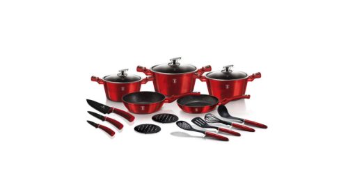 Berlinger Haus Metallic Line 17 részes edénykészlet márvány bevonattal, metál külső bevonattal, burg