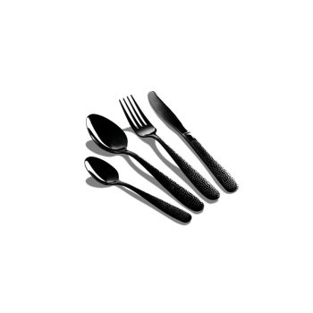   Berlinger Haus 6 személyes rozsdamentes acél evőeszköz készlet,fekete színben, különleges mintával