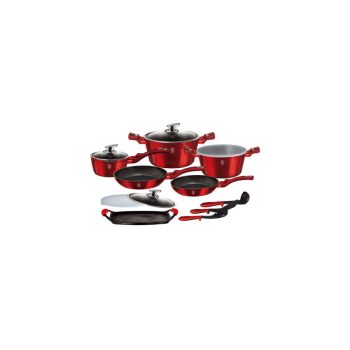   Berlinger Haus Metallic Burgundy Line 14 részes edénykészlet márvány bevonattal, metál külső bevonat