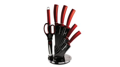 Berlinger Haus Metallic Burgundy Line 8 részes késkészlet titán bevonattal, állvánnyal