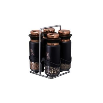  Berlinger Haus Black Rose Collection 5 részes fűszertartó készlet állvánnyal