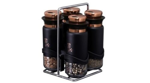 Berlinger Haus Black Rose Collection 5 részes fűszertartó készlet állvánnyal