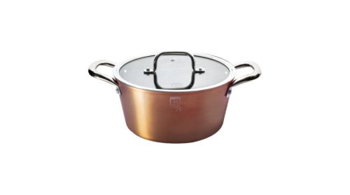 Berlinger Haus Bronze Titan magas lábas márvány bevonattal, rozsdamentes fogókkal, fedővel, 24 cm